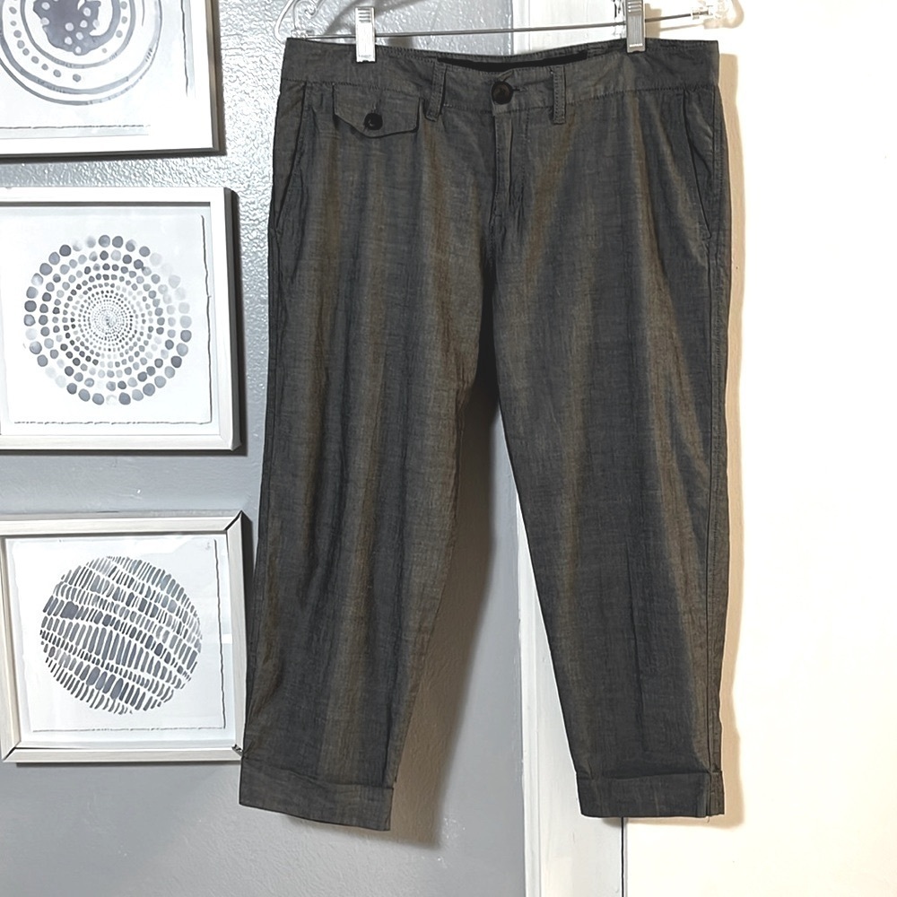 JOES Take Me Slowly Womens Cotton Gun Metal Color Cuffed Cropped Pants Size 27